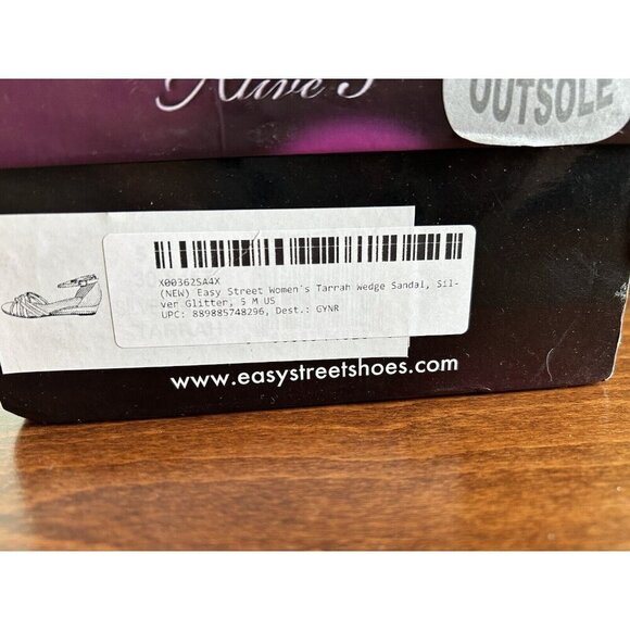 Easy Street Tarrah Crossover Wedge Sandals Silver Glitter 5 M NEW - Picture 4 of 5